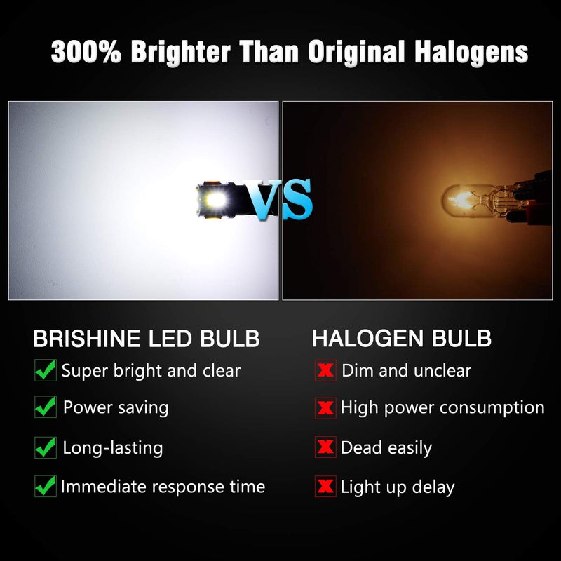 BRISHINE مصابيح LED BRISHINE 194 6000K بيضاء زينون ساطعة للغاية 5630 شريحة T10 168 2825 175 W5W بدائل لمصابيح السيارة الداخلية سقف خريطة باب ضوء المجاملة لوحة الترخيص (عبوة من 10)  - Image 2